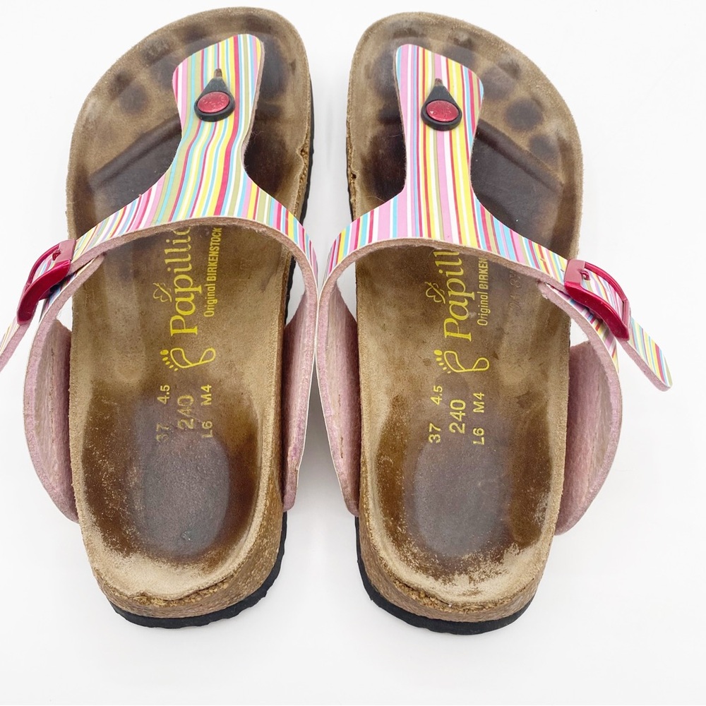 Birkenstock Papillio Pink Yellow Sandals with Cork Footbeds Comfy Casual Sz6-6.5 - Picture 7 of 9